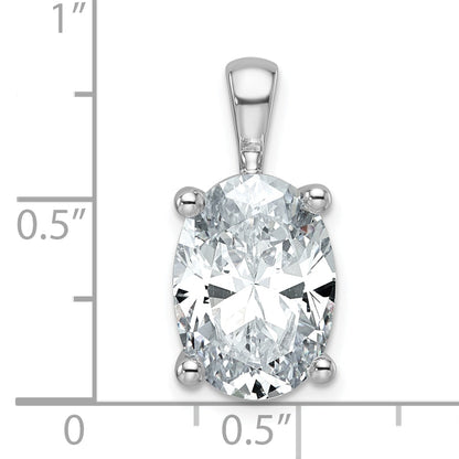 14K White Gold 5 Carat Lab Grown Diamond Vs+ F+ Oval Complete Four Prong Pendant