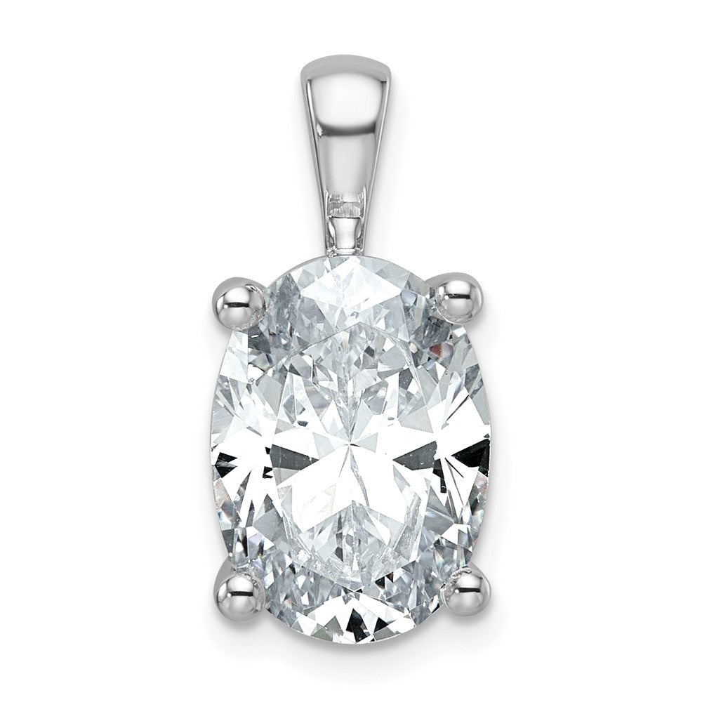 14k White Gold 5 Ct. Certified Lab Grown Diamond VS/SI+ G+ Oval Four Prong Pendant