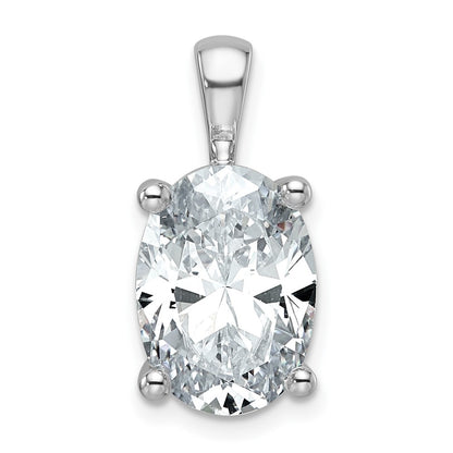 14k White Gold 5 Ct. Certified Lab Grown Diamond VS/SI+ G+ Oval Four Prong Pendant