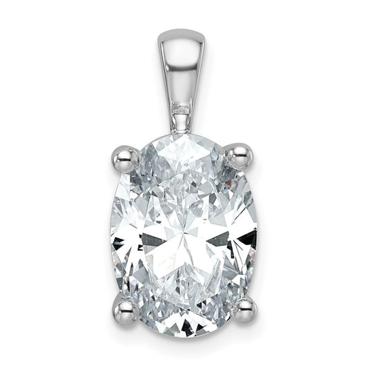 14k White Gold 5 Ct. Certified Lab Grown Diamond VS/SI+ G+ Oval Four Prong Pendant