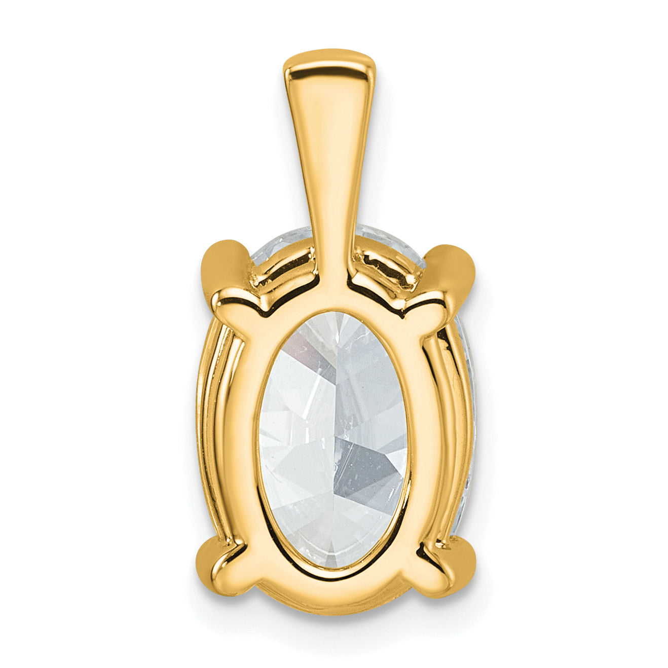 14K Yellow Gold 5 Carat Lab Grown Diamond Vs+ F+ Oval Complete Four Prong Pendant