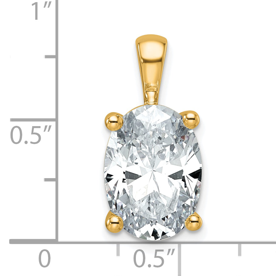 14K Yellow Gold 5 Carat Certified Lab Grown Diamond Vs+ F+ Oval Complete Four Prong Pendant