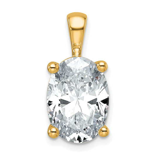 14K Yellow Gold 5 Carat Certified Lab Grown Diamond Vs+ F+ Oval Complete Four Prong Pendant