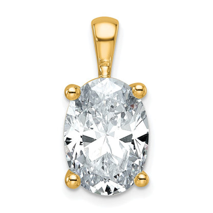 14k Yellow Gold 5 Ct. Certified Lab Grown Diamond VS/SI+ G+ Oval Complete Four Prong Pendant