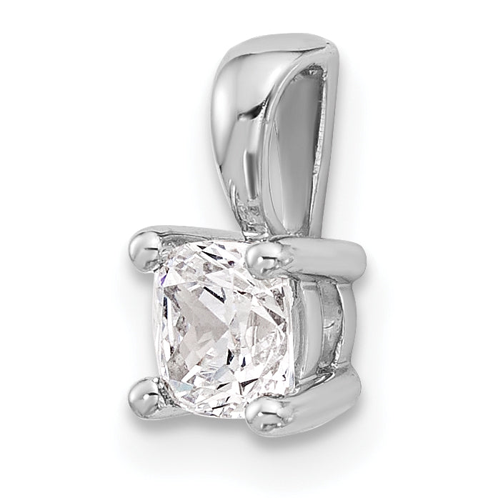 14k White Gold 1/2 Ct. Certified Lab Grown Diamond VS/SI+ G+ Cushion Four Prong Pendant