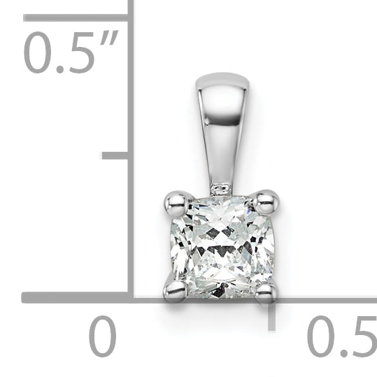 14K White Gold 1/2 Carat Lab Grown Diamond Vs+ F+ Cushion Complete Four Prong Pendant