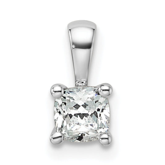 14K White Gold 1/2 Carat Lab Grown Diamond Vs+ F+ Cushion Complete Four Prong Pendant