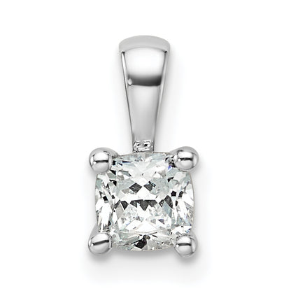 14k White Gold 1/2 Ct. Certified Lab Grown Diamond VS/SI+ G+ Cushion Four Prong Pendant