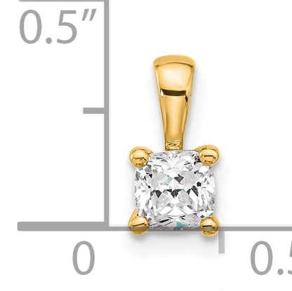 14k Yellow Gold 1/2 Ct. Lab Grown Diamond VS/SI+ G+ Cushion Four Prong Pendant