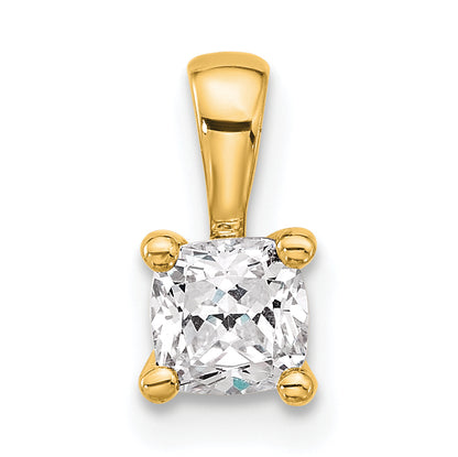 14k Yellow Gold 1/2 Ct. Lab Grown Diamond VS/SI+ G+ Cushion Four Prong Pendant