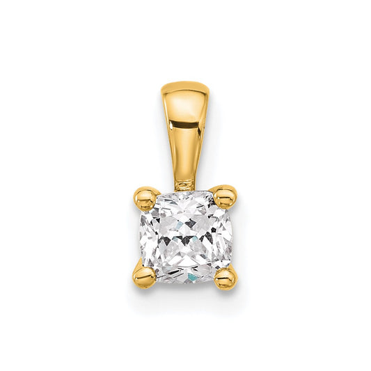 14k Yellow Gold 1/2 Ct. Lab Grown Diamond VS/SI+ G+ Cushion Complete Four Prong Pendant