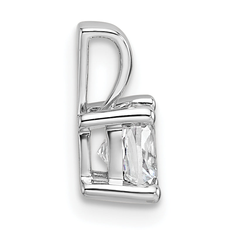 14K White Gold 3/4 Carat Certified Lab Grown Diamond Vs+ F+ Cushion Complete Four Prong Pendant