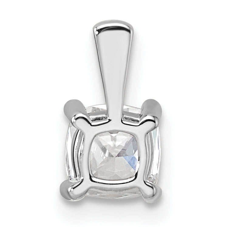 14K White Gold 3/4 Carat Lab Grown Diamond Vs+ F+ Cushion Complete Four Prong Pendant