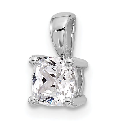 14k White Gold 3/4 Ct. Lab Grown Diamond VS/SI+ G+ Cushion Four Prong Pendant