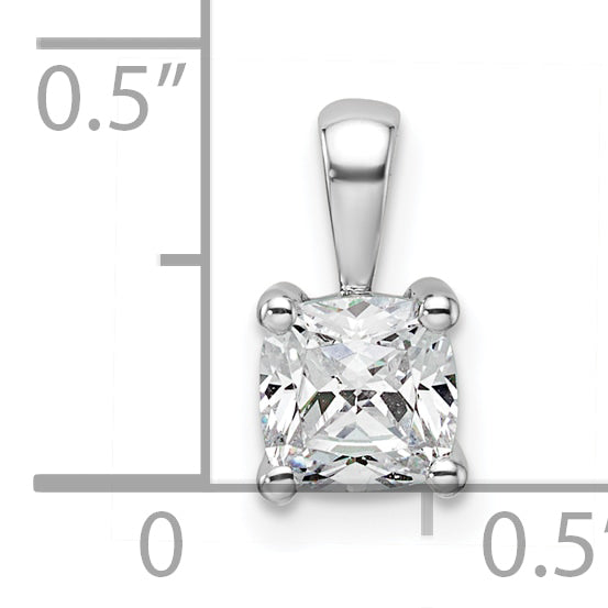 14k White Gold 3/4 Ct. Lab Grown Diamond VS/SI+ G+ Cushion Four Prong Pendant