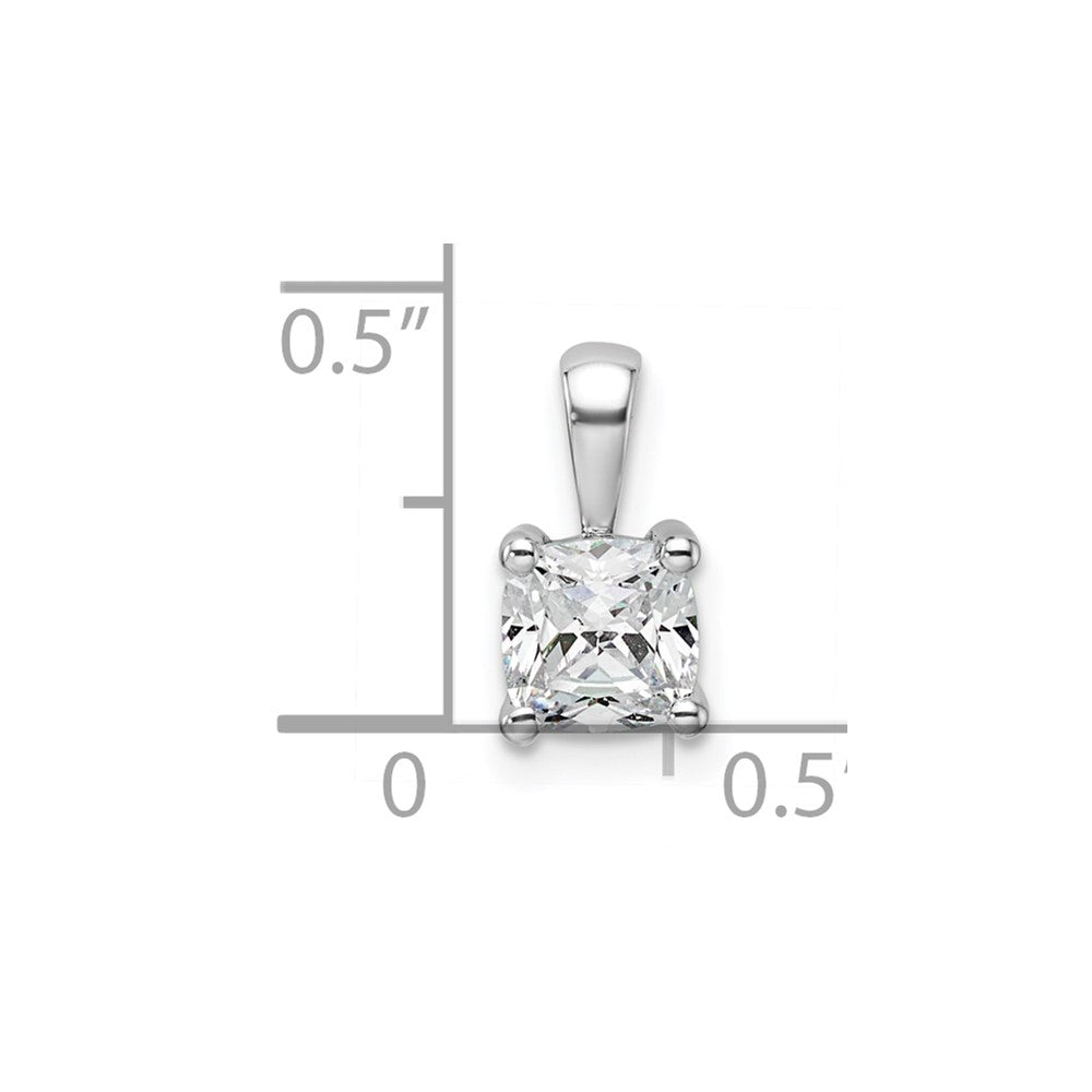 14k White Gold 3/4 Ct. Certified Lab Grown Diamond VS/SI+ G+ Cushion Complete Four Prong Pendant