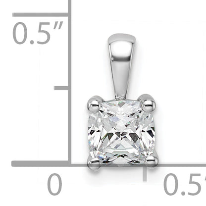 14K White Gold 3/4 Carat Certified Lab Grown Diamond Vs+ F+ Cushion Complete Four Prong Pendant