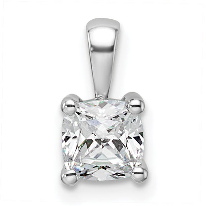 14k White Gold 3/4 Ct. Lab Grown Diamond VS/SI+ G+ Cushion Four Prong Pendant