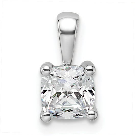 14k White Gold 3/4 Ct. Lab Grown Diamond VS/SI+ G+ Cushion Four Prong Pendant