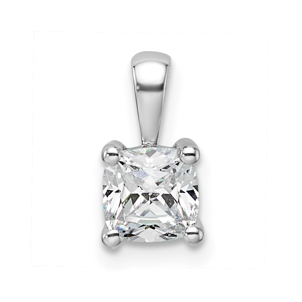14k White Gold 3/4 Ct. Certified Lab Grown Diamond VS/SI+ G+ Cushion Complete Four Prong Pendant