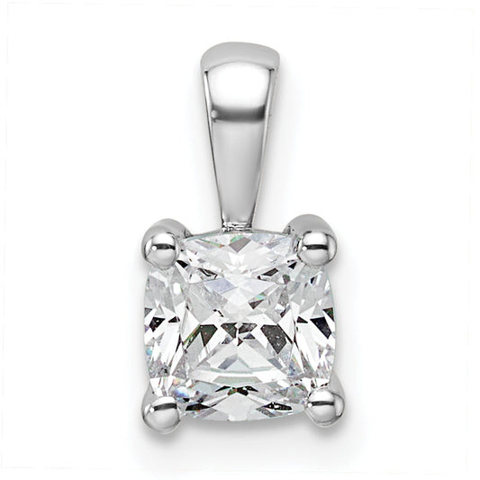 14K White Gold 3/4 Carat Certified Lab Grown Diamond Vs+ F+ Cushion Complete Four Prong Pendant