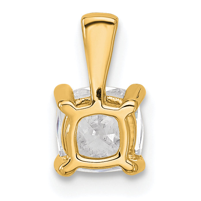 14k Yellow Gold 3/4 Ct. Certified Lab Grown Diamond VS/SI+ G+ Cushion Four Prong Pendant