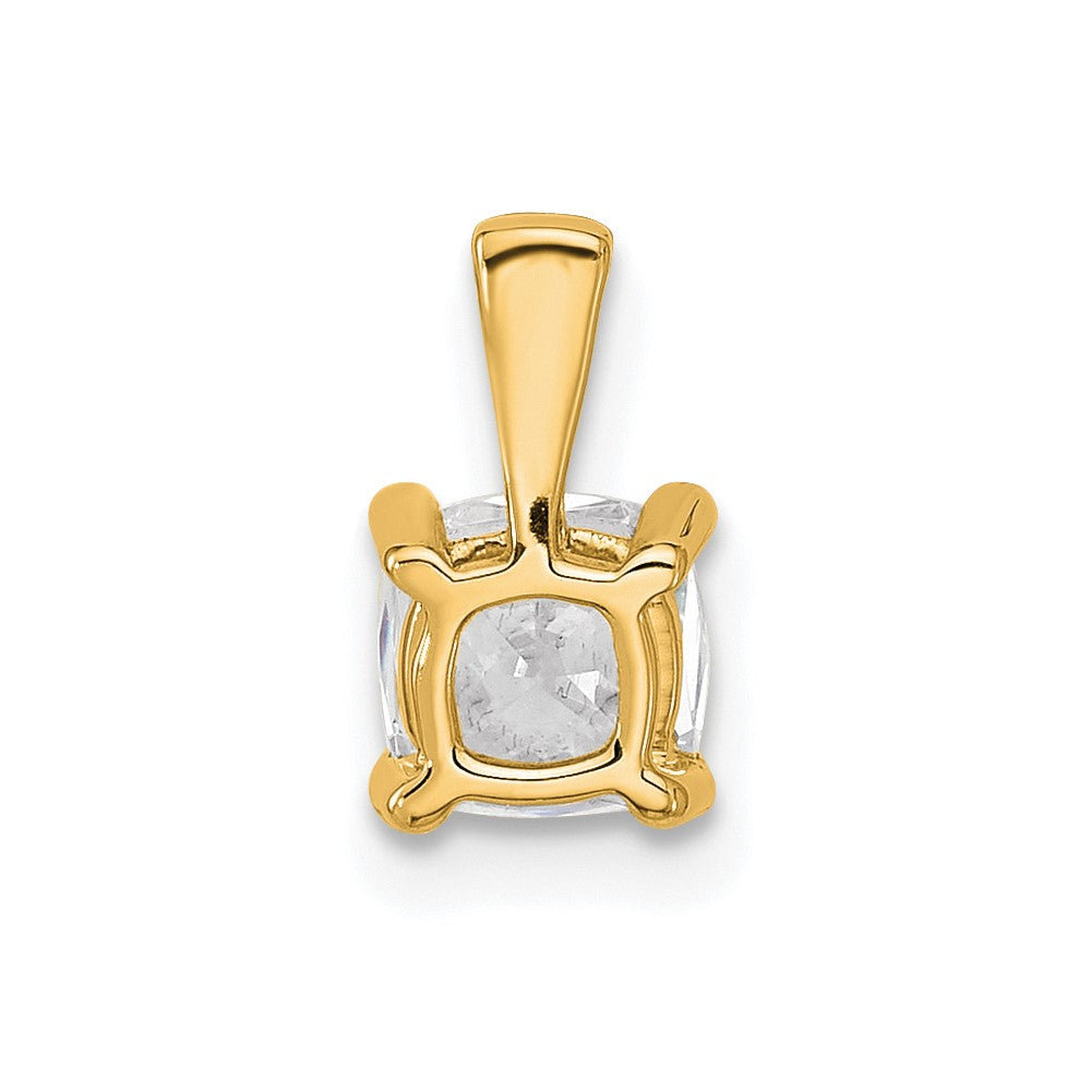 14K Yellow Gold 3/4 Carat Certified Lab Grown Diamond Vs+ F+ Cushion Complete Four Prong Pendant