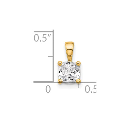 14k Yellow Gold 3/4 Ct. Lab Grown Diamond VS/SI+ G+ Cushion Complete Four Prong Pendant