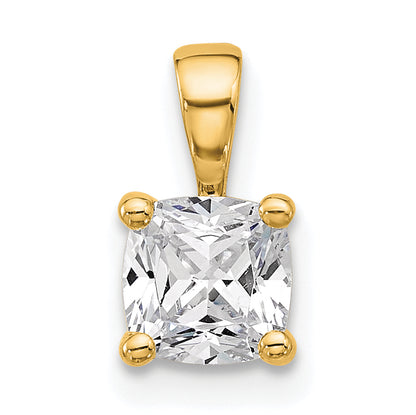 14k Yellow Gold 3/4 Ct. Certified Lab Grown Diamond VS/SI+ G+ Cushion Four Prong Pendant