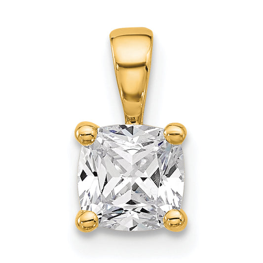 14k Yellow Gold 3/4 Ct. Lab Grown Diamond VS/SI+ G+ Cushion Four Prong Pendant