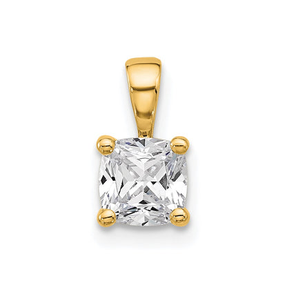 14k Yellow Gold 3/4 Ct. Lab Grown Diamond VS/SI+ G+ Cushion Complete Four Prong Pendant