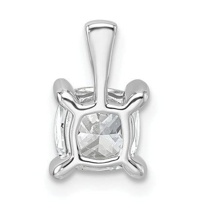 14K White Gold 1 Carat Certified Lab Grown Diamond Vs+ F+ Cushion Complete Four Prong Pendant