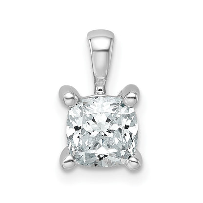 14k White Gold 1 Ct. Certified Lab Grown Diamond VS/SI+ G+ Cushion Complete Four Prong Pendant