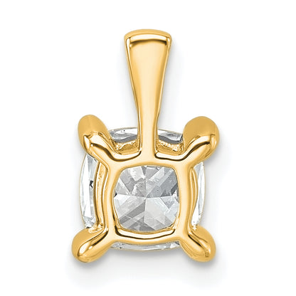 14k Yellow Gold 1 Ct. Lab Grown Diamond VS/SI+ G+ Cushion Four Prong Pendant