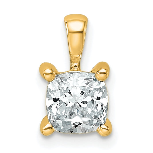 14k Yellow Gold 1 Ct. Certified Lab Grown Diamond VS/SI+ G+ Cushion Four Prong Pendant