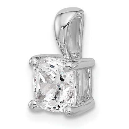 14K White Gold 1 1/2 Carat Certified Lab Grown Diamond Vs+ F+ Cushion Complete Four Prong Pendant