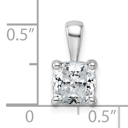 14K White Gold 1 1/2 Carat Lab Grown Diamond Vs+ F+ Cushion Complete Four Prong Pendant
