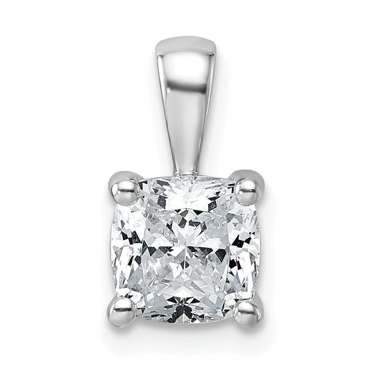 14K White Gold 1 1/2 Carat Lab Grown Diamond Vs+ F+ Cushion Complete Four Prong Pendant