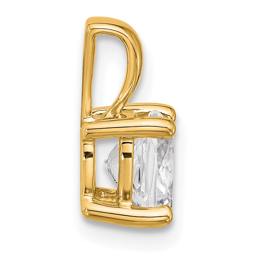 14K Yellow Gold 1 1/2 Carat Lab Grown Diamond Vs+ F+ Cushion Complete Four Prong Pendant