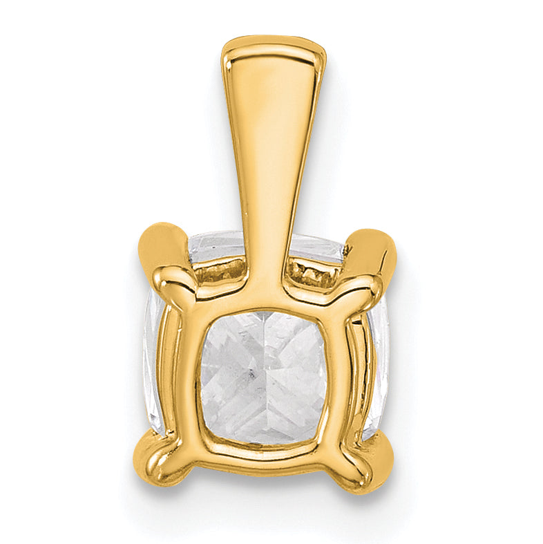 14K Yellow Gold 1 1/2 Carat Certified Lab Grown Diamond Vs+ F+ Cushion Complete Four Prong Pendant
