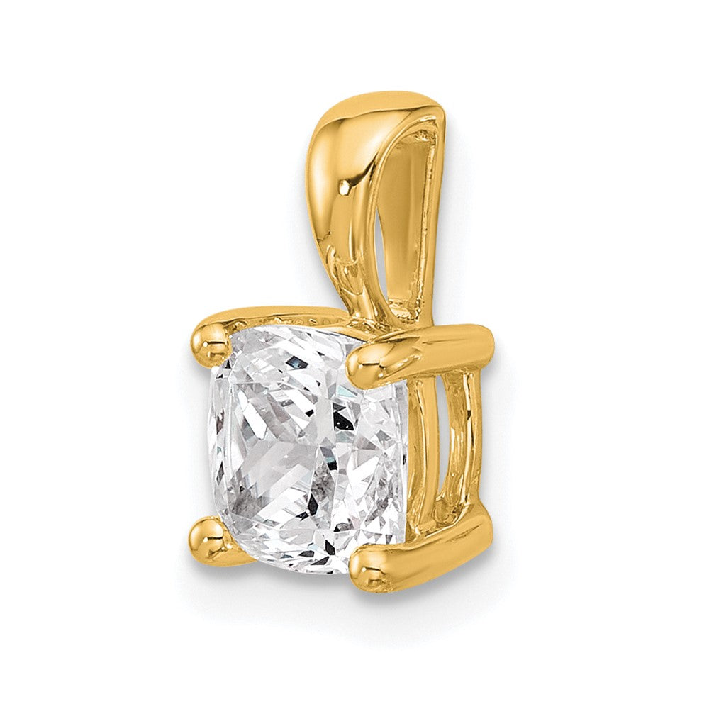 14k Yellow Gold 1 1/2 Ct. Certified Lab Grown Diamond VS/SI+ G+ Cushion Four Prong Pendant