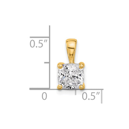 14k Yellow Gold 1 1/2 Ct. Lab Grown Diamond VS/SI+ G+ Cushion Four Prong Pendant