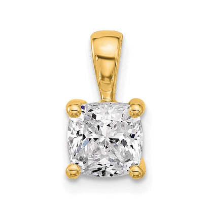 14k Yellow Gold 1 1/2 Ct. Lab Grown Diamond VS/SI+ G+ Cushion Four Prong Pendant