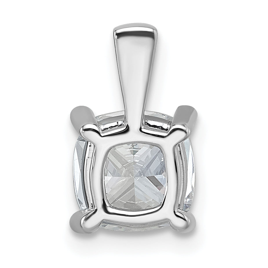 14K White Gold 2 Carat Lab Grown Diamond Vs+ F+ Cushion Complete Four Prong Pendant