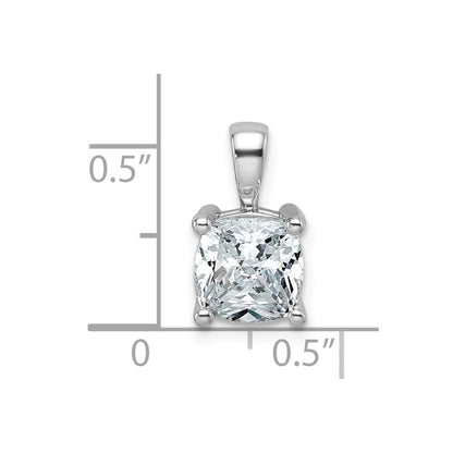 14k White Gold 2 Ct. Certified Lab Grown Diamond VS/SI+ G+ Cushion Four Prong Pendant