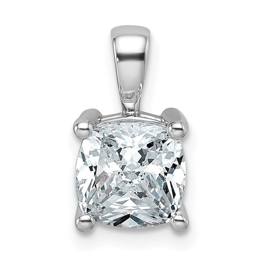14k White Gold 2 Ct. Certified Lab Grown Diamond VS/SI+ G+ Cushion Complete Four Prong Pendant