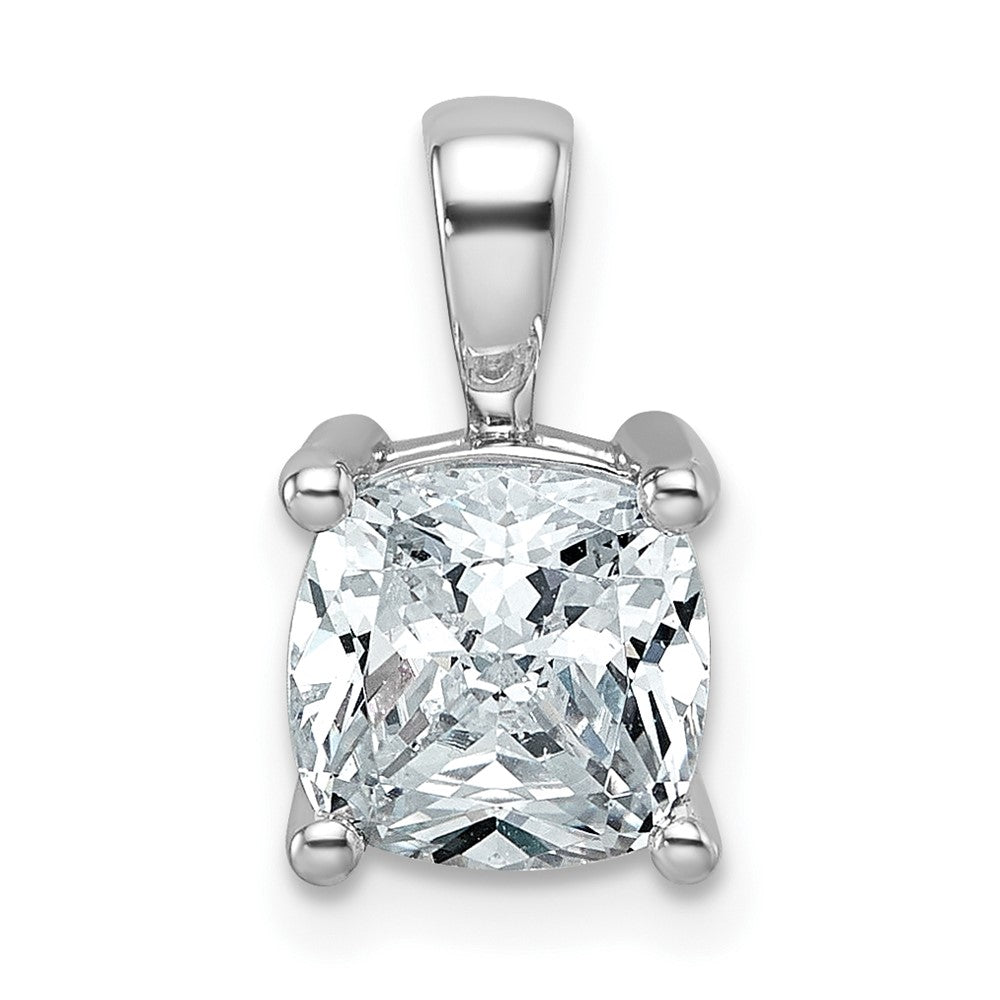 14k White Gold 2 Ct. Lab Grown Diamond VS/SI+ G+ Cushion Four Prong Pendant