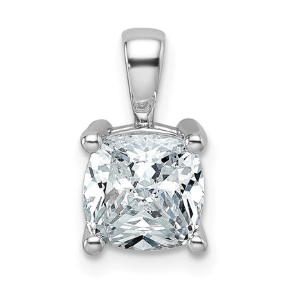 14k White Gold 2 Ct. Lab Grown Diamond VS/SI+ G+ Cushion Four Prong Pendant