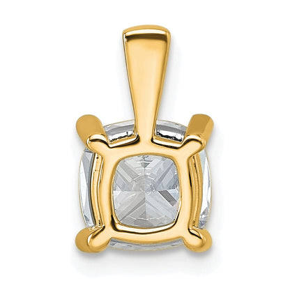 14K Yellow Gold 2 Carat Lab Grown Diamond Vs+ F+ Cushion Complete Four Prong Pendant