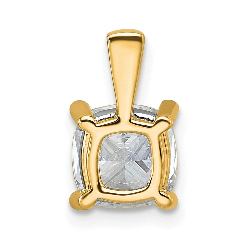 14k Yellow Gold 2 Ct. Lab Grown Diamond VS/SI+ G+ Cushion Four Prong Pendant